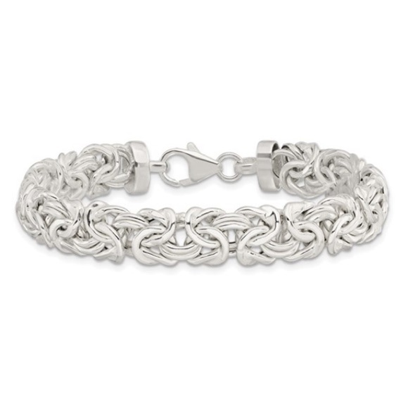 New Sterling Silver 7 inch flat byzantine bracelet. 9.3mm wide - Picture 1 of 4